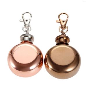 Hip Flasks Round Flask 1oz 29ml Mini Stainless Steel With Keychain Liquor Alcohol Whiskey Wine Pot Small