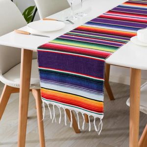 Mexico Style Tablecloth Oblong Shape Tables Banner Cotton Stripe Table Runner Fiesta Temed Party Decoration SN4277