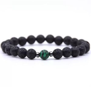 Fios de miçangas hematita Natural Black Lava Stone Strand Pulparelete elástica Bracelets difusor de óleo essencial Rocha vulcânica Rock Beade