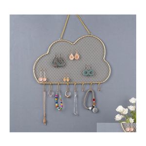 Jewelry Boxes Earring Organizer Wall Mount Holder For Necklace Bracelet Storage Rack Display Decoration With Hooks Drop Delivery Pack Dhghq