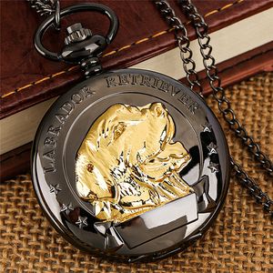 Classical Labrador Retriever Design Watches Animal Pet Dog Case Roman Number Quartz Adalog Pocket Watch with Chain Gift Reloj