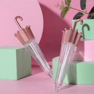 Förvaringsflaskor 5.5 ml tomma lipglossrör mini påfyllningsbara plastprov injektionsflaskor kosmetiska behållare kreativa paraplyformade diy läpp