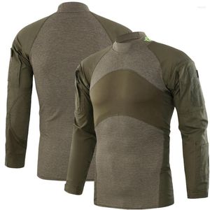 Men's T Shirts Camouflage Cargo Tops Long Sleeve Male Multifunctional Pocket Outdoor Tactical Men's Clothing Military Army Breathable