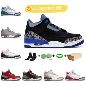 Jumpman 3 Racer Blue 3S Basketball Shoes Mens Cool Grey UNC Laser Orange Pine Green Black Cement Pure White Trainer Sneakers