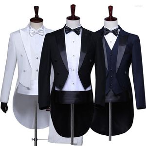 Men's Suits Mens Tailcoats 5 Pieces Set Tuxedo Dress Swallow Tail Coat Formal Party Wedding Stage Male Jacket Dance Magic Tails