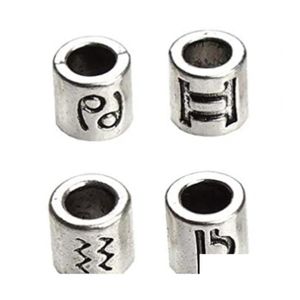 Lega 60 Pz/lotto 12 Costellazioni E Segno Zodiacale Design Antico Argento Placcato Branelli Distanziatori Fit Braccialetto Di Fascino 7.5X7.5Mm F3061 1147 T2 Ot1Hk