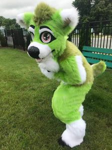 Halloween Long Fur Husky Dog Fox Fursuit Mascot costumes for adults circus christmas Halloween Outfit Fancy Dress Suit