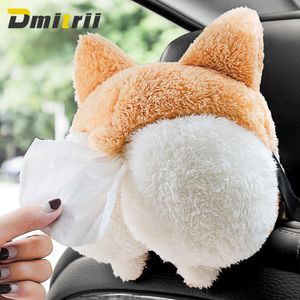 Bilvävnadslåda Creative Corgi Ass Tissue Box Soft Cartoon Paper Serve Case Cute Animals Car Paper Boxar Härlig servetthållare för bilstol T221219