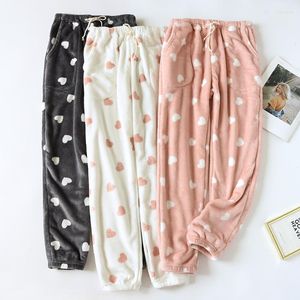 Indumenti da notte da donna SVOKOR Pantaloni caldi stampati con amore Pantaloni di peluche ispessiti per donna Pigiama di flanella morbida da donna Moda Casul Slim