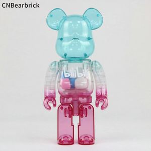 بقعة جديدة Bearbrick 400 ٪ 28 سم Bilibili Build Build Bear Bear Trend Doll Doll الشفافة الزخارف الزرقاء الزرقاء