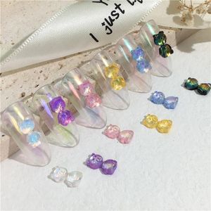 Nail Art Decorations 50Pcs 6x10mm Holographic Bear Rhinestones 3D Acrilic Supplies Cute Jewelry Candy Colors Manicure Tips