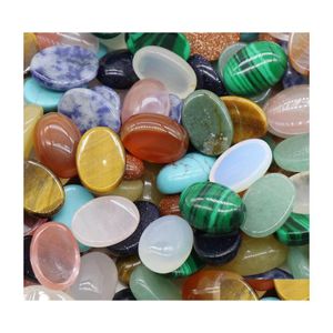 Stone 10X14Mm Flat Back Assorted Loose Oval Cab Cabochons Beads For Jewelry Making Healing Crystal Wholesale Drop Delivery Dh5Iz