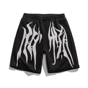 Shorts masculinos verão gótico algodão gráfico shorts menses japoneses tendências de moda harajuku streetwear inferior adolescente e tamanho do havaí calças curtas G221214