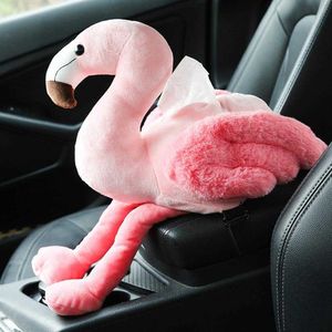 Tkanki samochodowe 1PCS Pink Flamingo Tissue Box Cover Creative Car Peroberst Tissue Case Cute Plush Toys Dekoracyjna serwetka do wystroju domu T221219