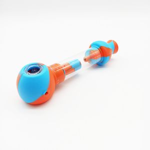 Accessorio per fumo Tubi per tabacco Silicon Smoke Vetro liscio Pipa per shisha Vape Pen Bong