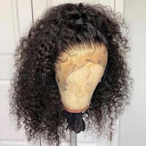 Brazilian Deep Curly Short Bob Wigs 13x4 Lace Front Human Hair Glueless Water Wave Frontal Wig 250% Density Full