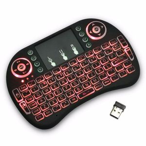 Mini teclado sem fio I8 Air Mouse Remote 2.4GHz 92 TECHES Touchpad 3 Color lidado em inglês Backsian Gaming Russian for Windows PC TV Caixa USB