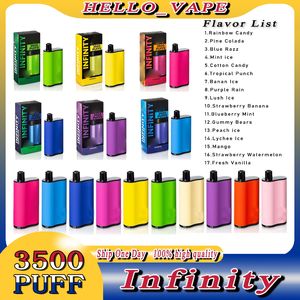 Fumed Infinity 3500 Puffes Fumed Ultra 2500 Puff Puff Vape Pen, cigarrillo electrónico con batería de 1500 mAh de 12 ml Kit de caja de barra de vapor de vapor de 12 mAh