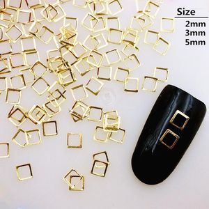 Nagelkunst-Dekorationen, 500 Teile/los, 2 mm, 3 mm, 5 mm, Gold, Silber, hohle quadratische Nieten, Nieten, Metalllegierung, 3D-DIY-Aufkleber/Charms