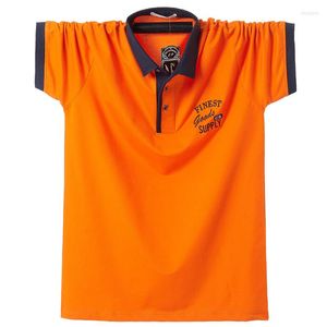 MENS POLOS FAT GUY PLUS STORLEK 4XL 5XL 6XL 95% bomullsverksamhet Kort ärm Polo Shirt Män bekväm elastisk korlorfull marinblå orange