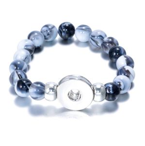 Fili di perline Noosa Zenzero Bracciale con bottone a pressione Perline in pietra naturale acrilica Braccialetti con fili a mano Gioielli Fai da te 18 mm Bracciale elastico Dhmig