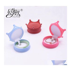 Andra mode Small Cute Princess Veet Ring Packaging Box Holder Earring Stud Pendant Organizer Storage Present Boxes Fall 913 Q2 Drop Otonr