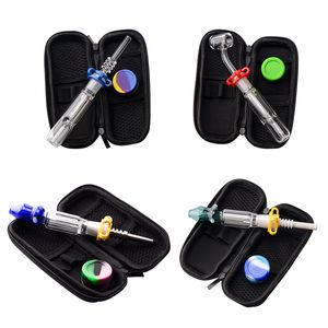 Headshop214 NC007/NC022 Smoking Pipe Bag Set Glass Water Bong About 6.37 Inches 10mm 14mm Quartz Ceramic Nail Clip Dabber Tool Silicon Jar Case Dab Rig Pipes