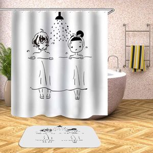 Cortinas de chuveiro Detono Curtain Boy Girl Planta Banho à prova d'água para banheira Capa de banho de banho extra grande 12pcs ganchos