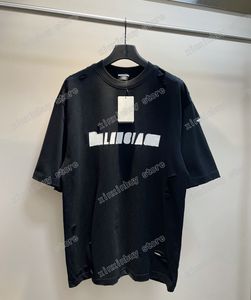 xinxinbuy Men designer destroyed Tee t shirt france Paris hole letters print short sleeve cotton women white black green XS-2XL