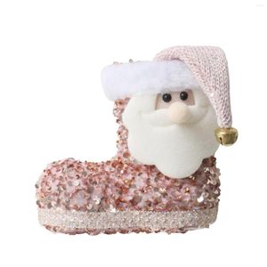 Decorações de Natal Papai Noel Ornamentos de bota de lantejoulas de estocagem decoração pingente tridimensional para casa