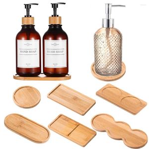 Plates Bamboo Tray Oval Shape Soap Dispenser Wood Saucer Mini Plant Flower Pot Stand Bathroom Kitchen Storage Home Decoration