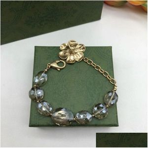 Charm Bracelets Fashion Designer Quotes Bangle Big Crystal Flower Bracelet Designs Titanium Steel Gold 18K Plated Letter Craft Woman Dhade