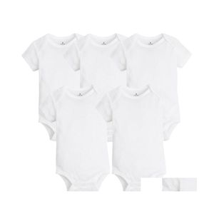 Rompers 5 Pcs/Lot Born Baby Clothing Summer Body Bodysuits 100 Cotton White Kids Jumpsuits Boy Girl Clothes 024M 220301 Drop Deliver Dhyfr