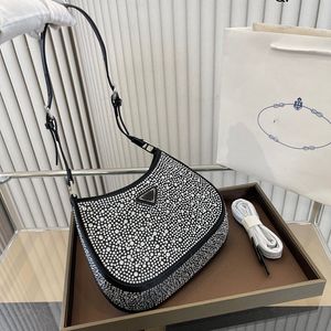 Rhinestone hob saco saco cleos designers femininos bolsas de totas diamantes bolsas de ombro de cristal bolsas de cetim de cetim de qualidade 2022 Moda Bolsa de axilas Bling