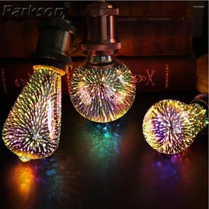 Färgglad LED -lamplampa E27 220V Vintage Edison Star Firework Christmas Tree Holiday Night Light Decoration Lighting