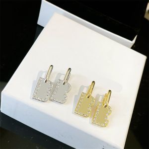 Damen-Designer-Ohrringe B Goldsplitter Luxus-Hochzeitsschmuck-Ohrring mit vollen Diamanten Modemarke Trend Damen-Ohrring 2022