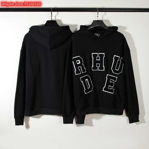 DI8K Men's Hoodie Crewneck Sweatshirt 2023 New Fashion Brand Rhude Chenille Patch Letter Towel Embroidered American Style High Street for Men and Women