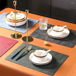 Table Mats GURIALY Anti Crease PU Leather Placemat Waterproof Heat-Resistant Wipeable Dining For Home Kitchen