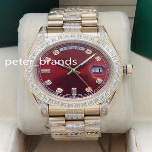 Orologio da uomo automatico di alta qualità Cassa in oro da 41 mm pietre lunetta e diamanti al centro del bracciale Quadrante multicolore completo da polso 270D