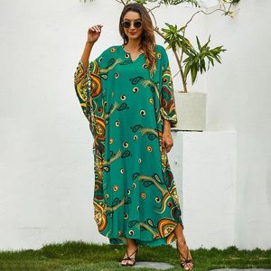 Etnik Giyim 2022 Müslüman Kadın Tatil Elbisesi Avrupa ve Amerika Birleşik Devletleri Orta Doğu Gevşek Büyük Boy Baskı Uzun Etek