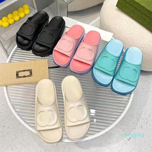 Slipper Luxury Designer Sandal Lady Slides platform wedge rainbows summer slippers for Women men ladies brands Rubber Beach pink