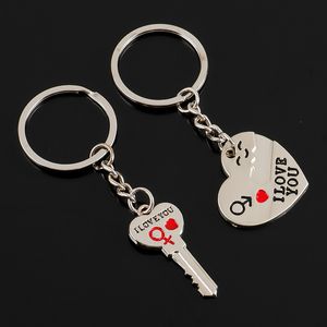 Jag älskar dig Heart Keychain Söt pil Par Key Chain Keyring KeyFob His och hennes valentinsdag eller födelsedag Creative Gift