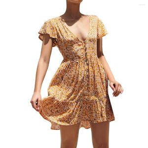 Casual Dresses Womens Boho Floral Summer Party Evening Beach Short Mini Dress Sundress Fall French For Women