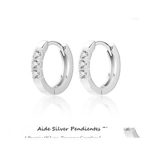 Hoop Huggie kolczyki pomocniczy DCOLOR 0,2 Carat Moissanite Diamond klasyczny pierścień uszczy 925 Sterling Sier Womens Pendientes Plata Dhsfy