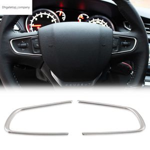 2pcs Steering Wheel Trim Cover Fit For Peugeot 508 2011-2016 408 2014-2015 Chrome Center Console Inner Styling Stainless Bezel