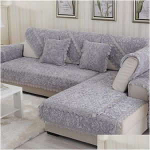 Chair Covers Ers Thicken Plush Sofa Er Towel Europe Sofas With Chaise Longue Corner For Living Room Nonslip Case Drop Delivery Home Dh9Ar