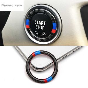 F￶r BMW 3 -serie E90 E92 E93 E89 Z4 M Sport kolfibermotorstopp Push -knappt￤ndning Key Ring Decor Trim