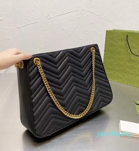 Omuz çantaları tasarımcı kadın deri tote çanta zinciri çanta moda siyah boyut 36 x 26cm