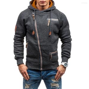 Men's Hoodies Men Autumn Winter Inclined Zipper Hip Hop Hoodie Casual Cardigan Man Vintage Fashions Hoody Sweatshirt Plus Size Sudadera