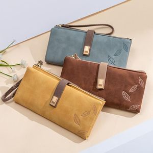 Portafogli Polsino Portafoglio lungo con pochette Porta carte da donna in morbida pelle Tasca per cellulare con cerniera Borsa di grande capacità Carteras